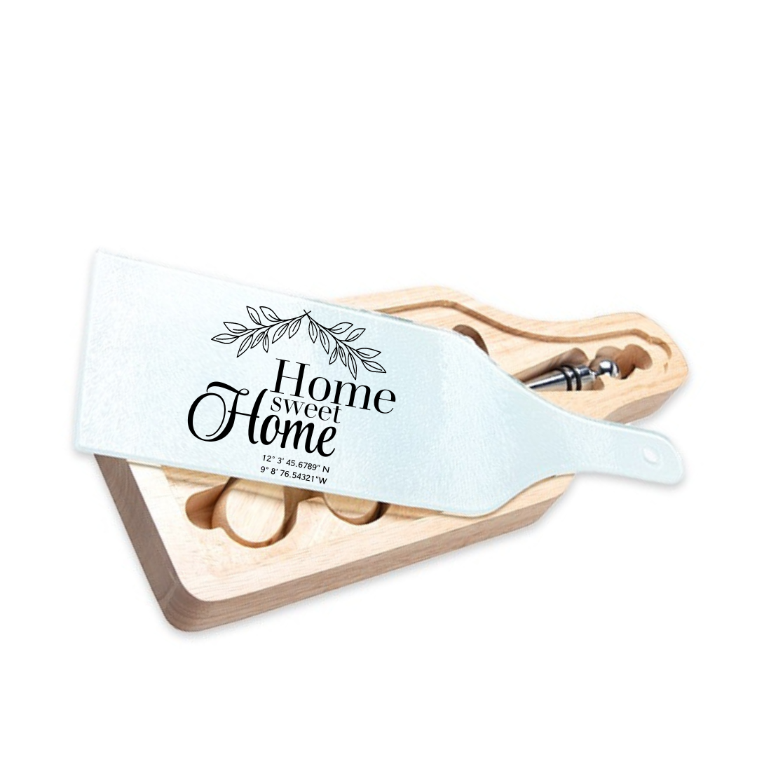 Personalized Wine and Cheese Cutting Board - Home Sweet Home - Stecker Creations